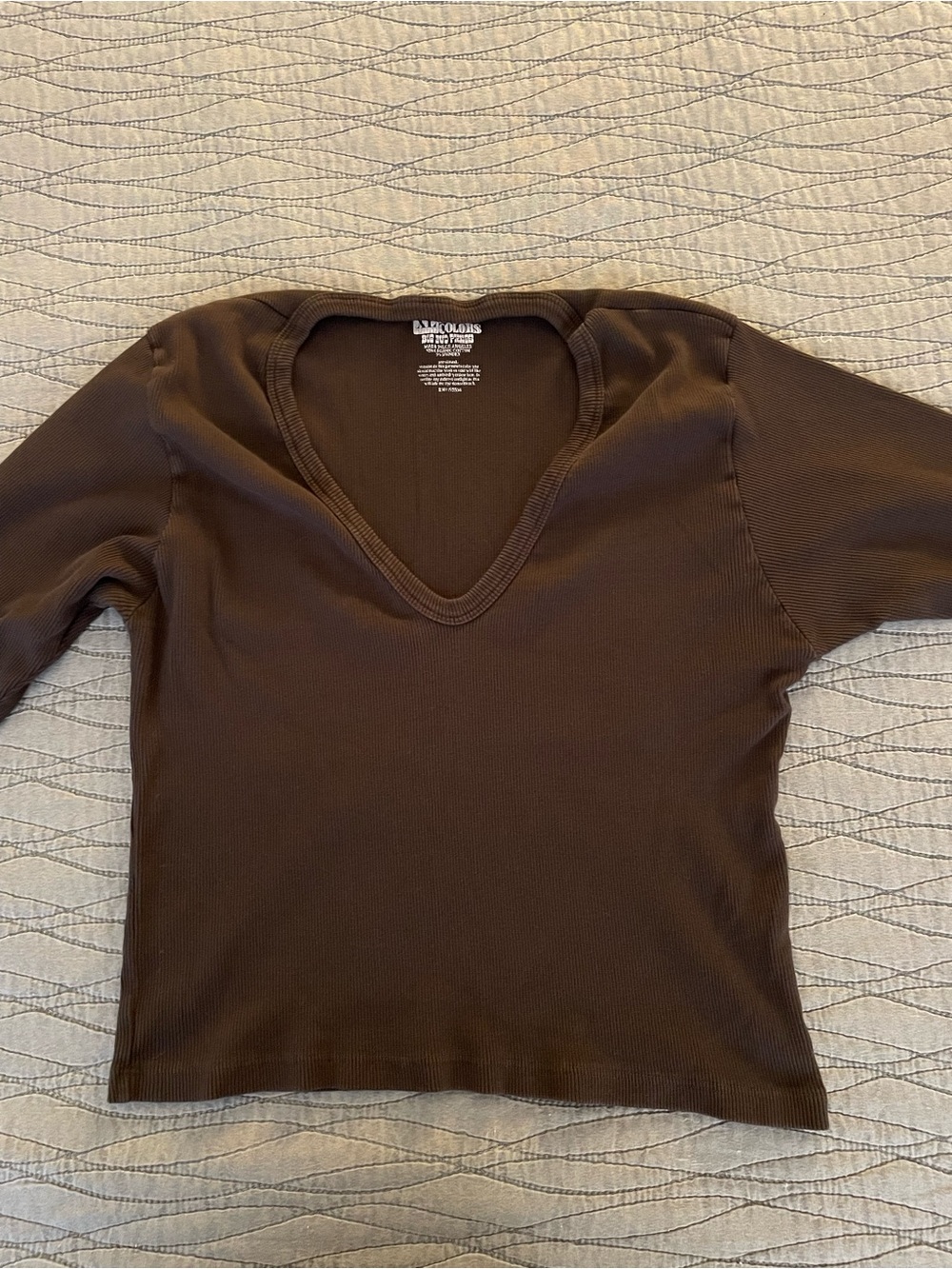 Big Bud Press Espresso Cropped Long sleeve V-Neck Size XL